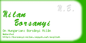 milan borsanyi business card